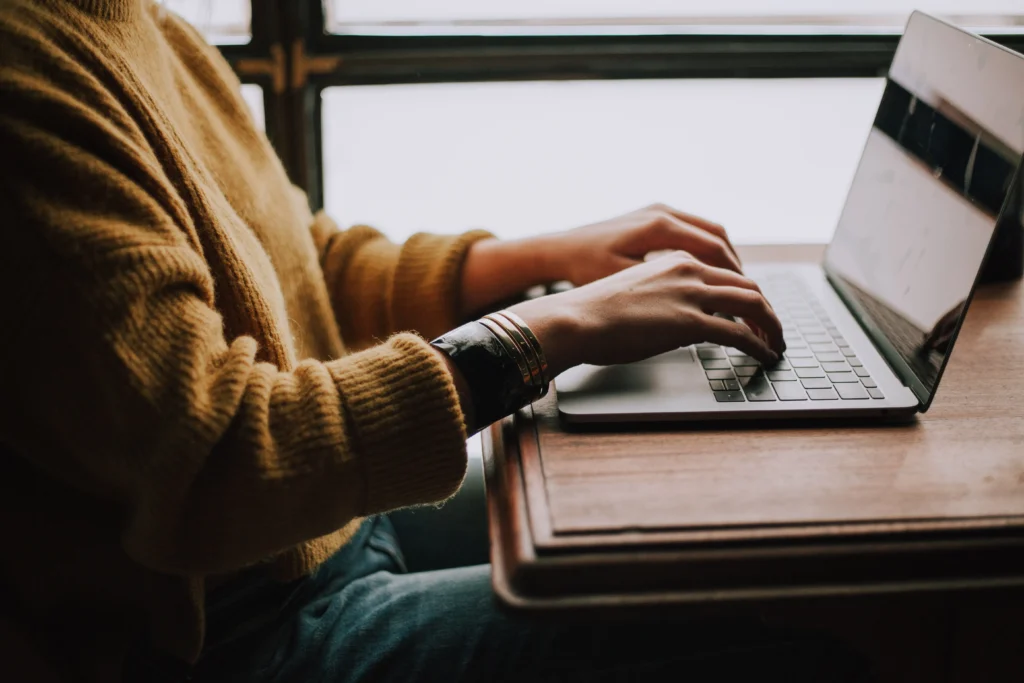 A girl working on laptop