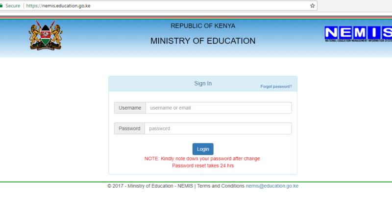 NEMIS Login Portal